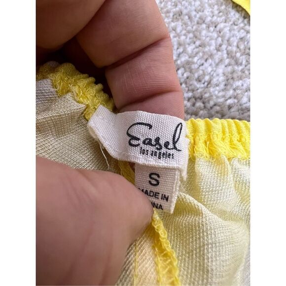 Easel cotton women yellow top size S - Picture 2 of 5